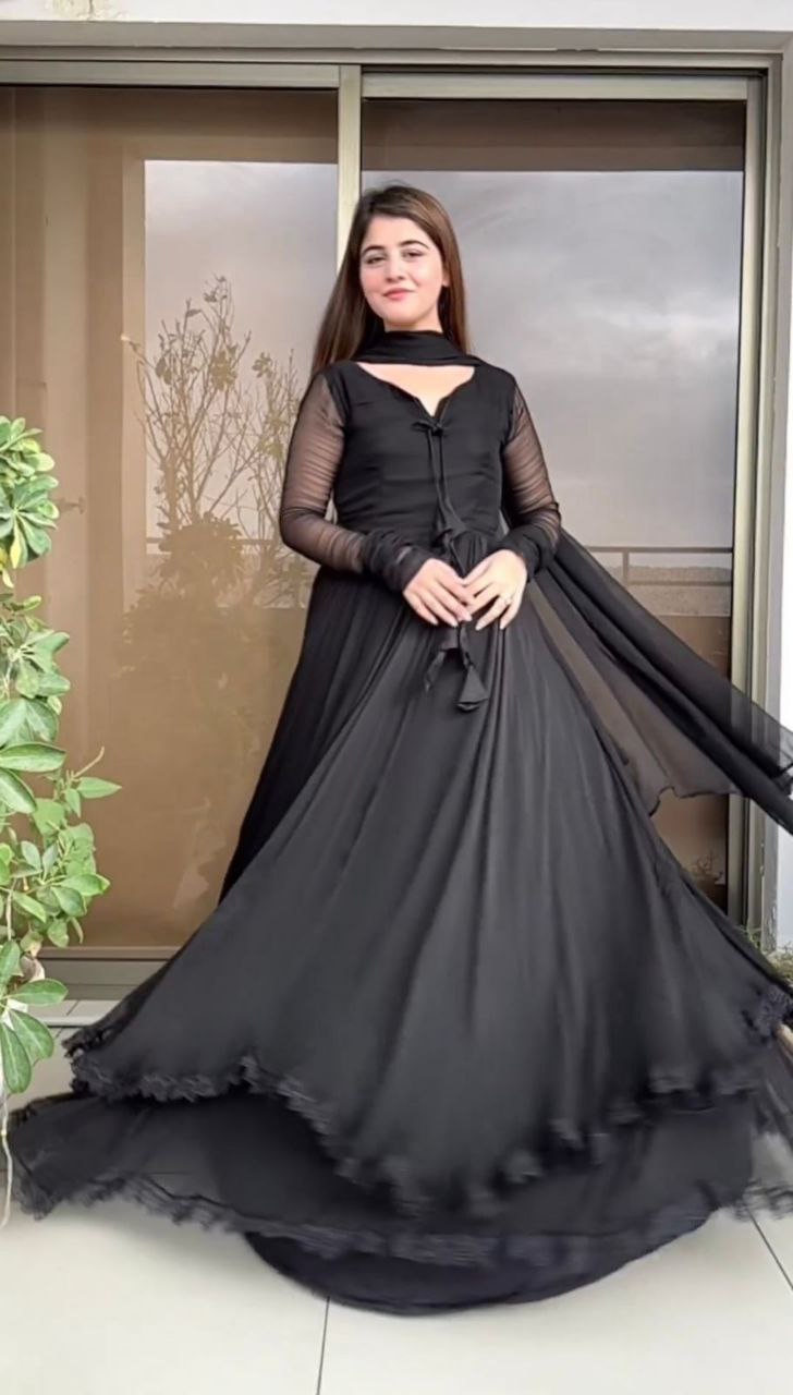 Fully Flared Anarkali Gown With Dupatta