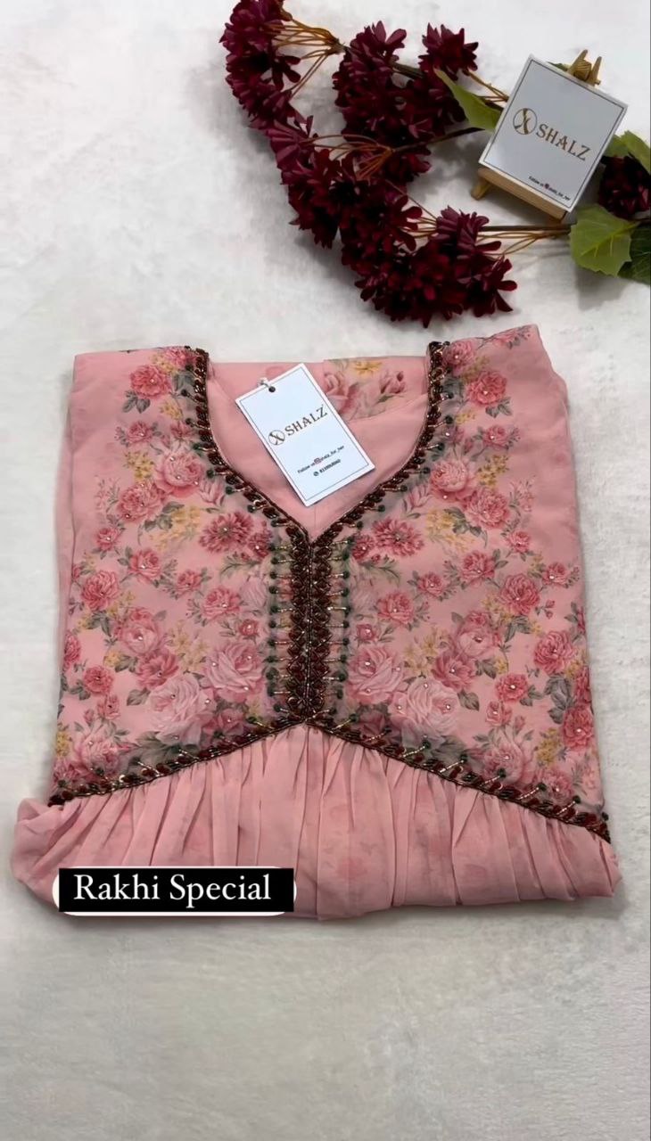 Floral Alia Cut Handwork Gown With Dupatta