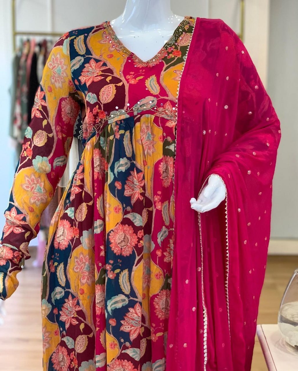 Multicolor Floral Printed Alia Cut Suit