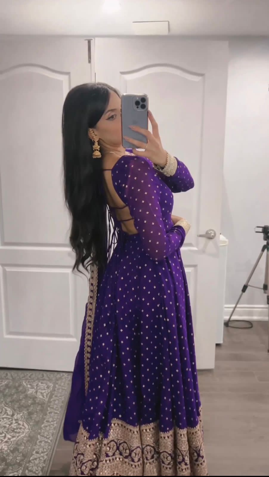 Upscale Purple Gown With Dupatta