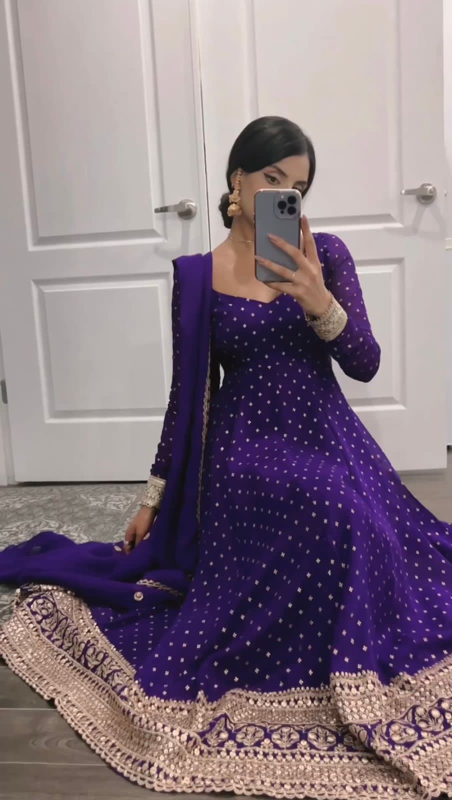 Upscale Purple Gown With Dupatta