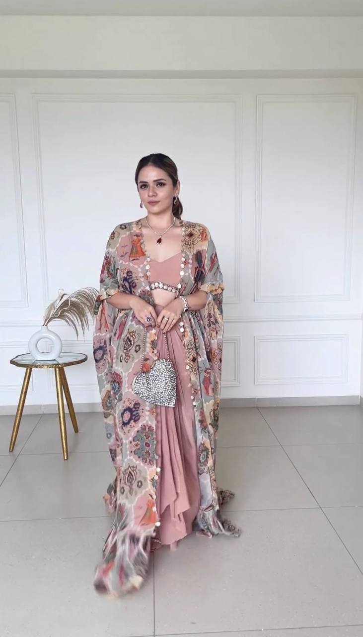 Stunning Indo Western Dreamy Soft Pink Outfit