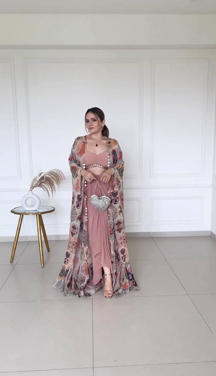 Stunning Indo Western Dreamy Soft Pink Outfit