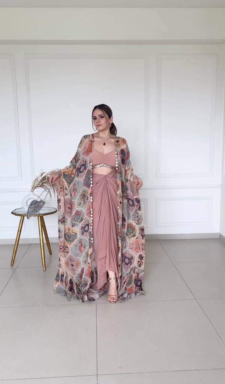Stunning Indo Western Dreamy Soft Pink Outfit