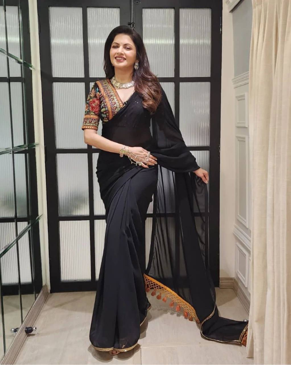 Magical Bhagyashree Black Sequenced Saree