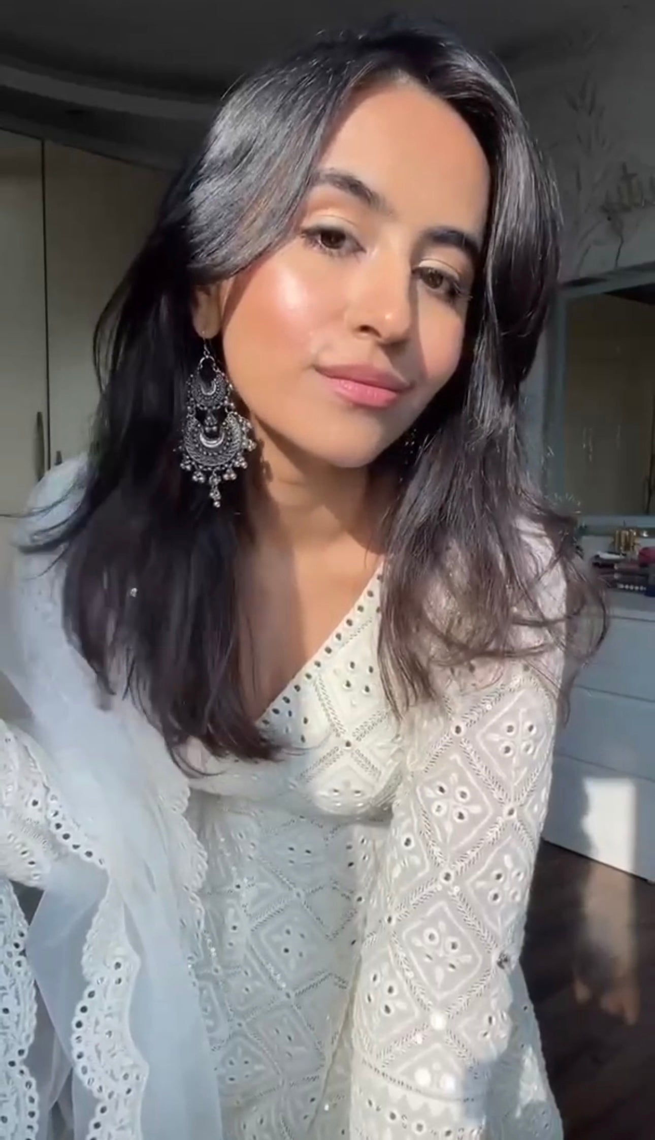 Poised White Gown With Dupatta