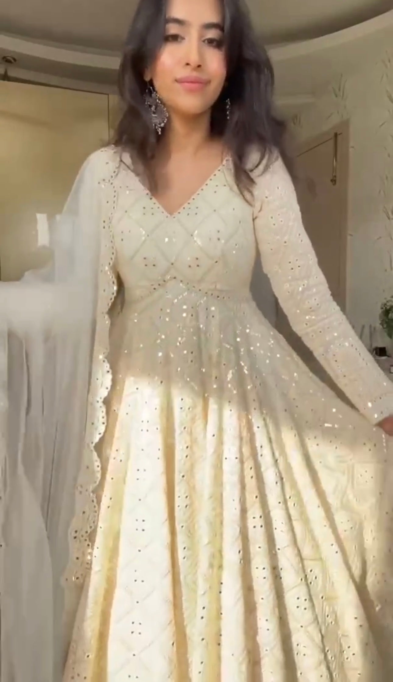 White gown orders with dupatta