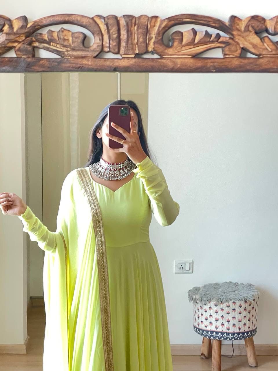 Graceful Monochrome Georgette Gown With Dupatta