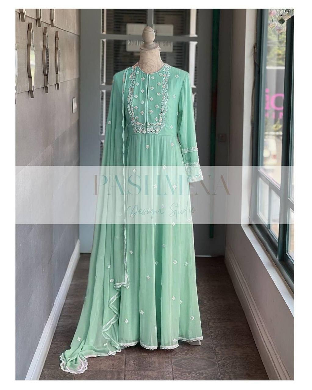 Pastel Pink Gown With Dupatta