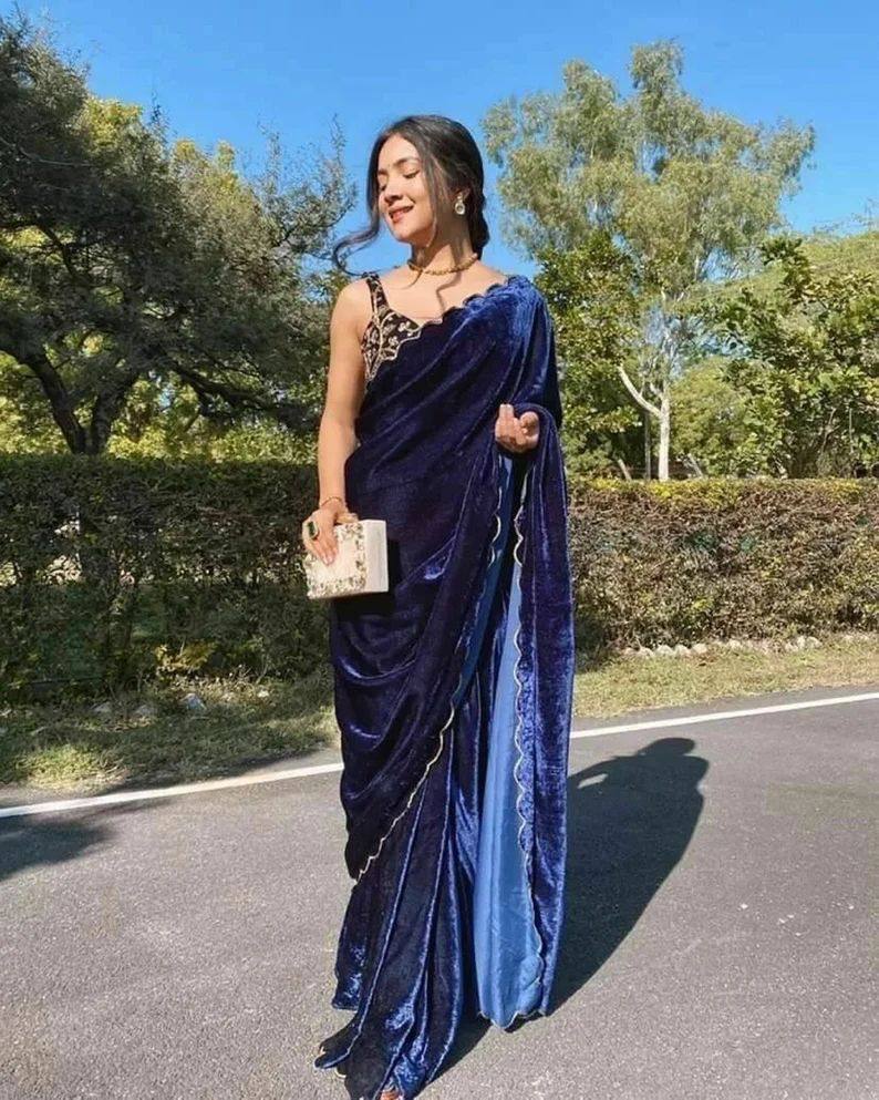 Elegant Velvet Saree