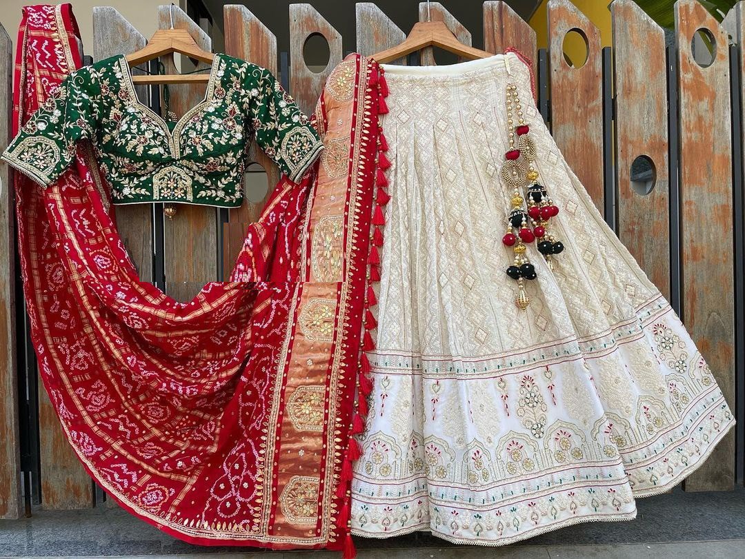 Wedding Bandhej Chinkankaari Lehenga