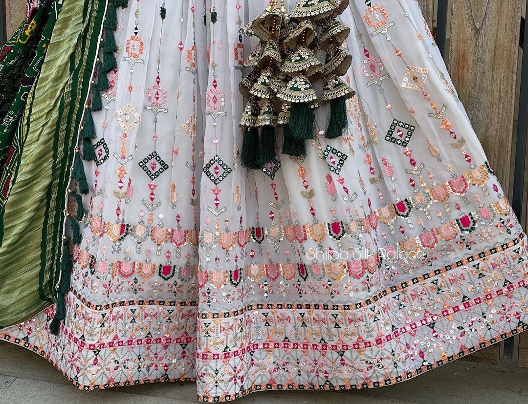 Gorgeous White Designer Navratri Lehenga