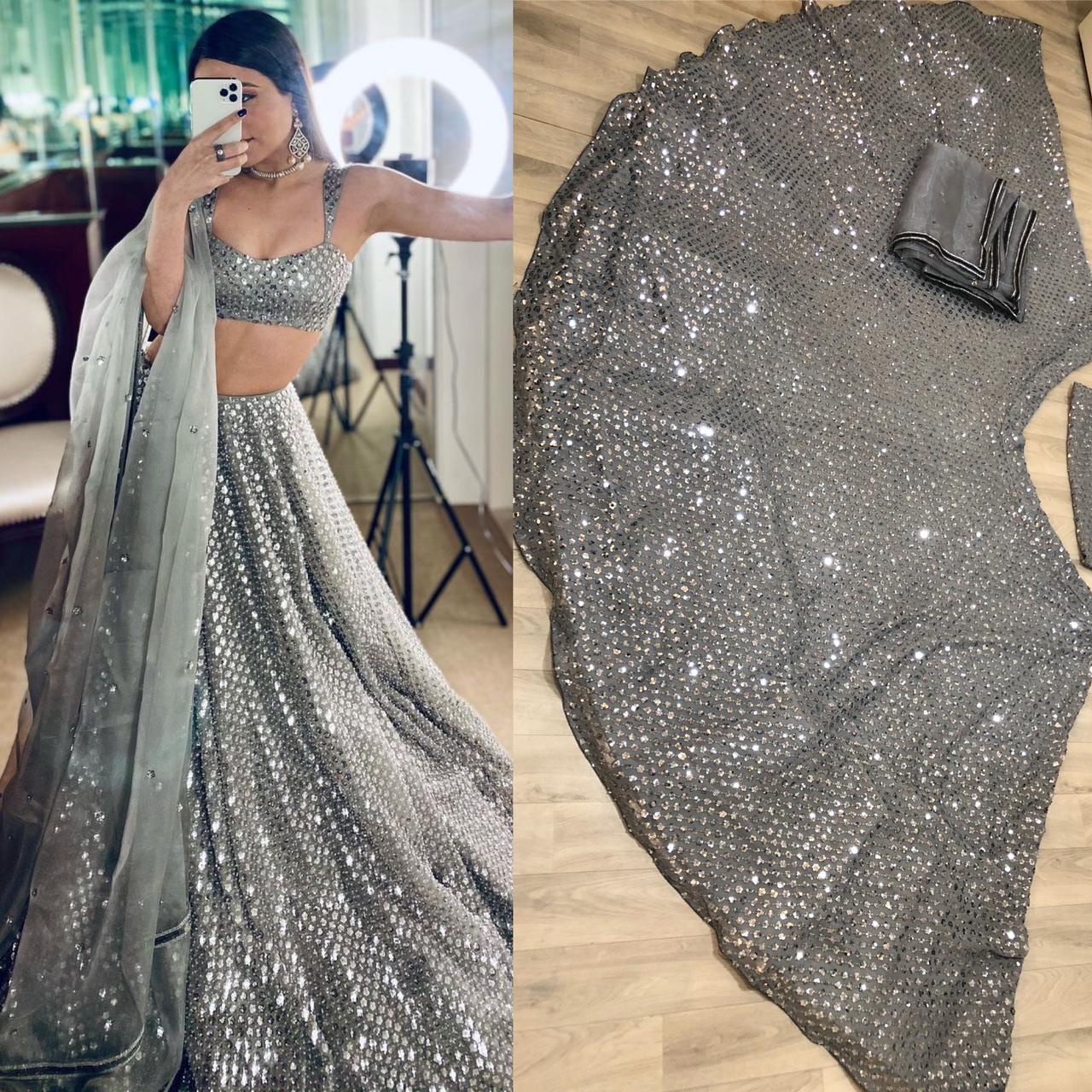 Flashing Gray Lehenga