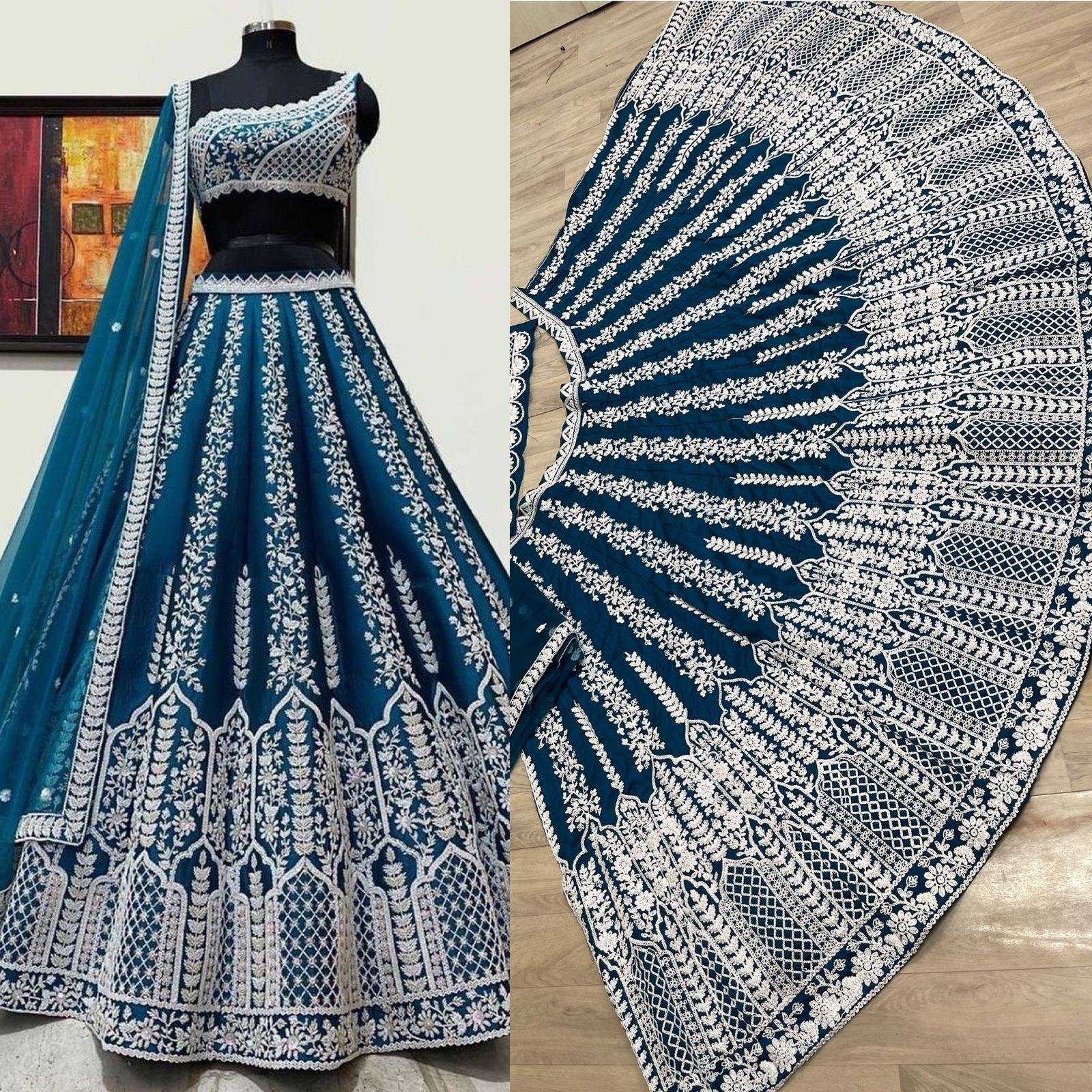 Tailored Blue Lehenga