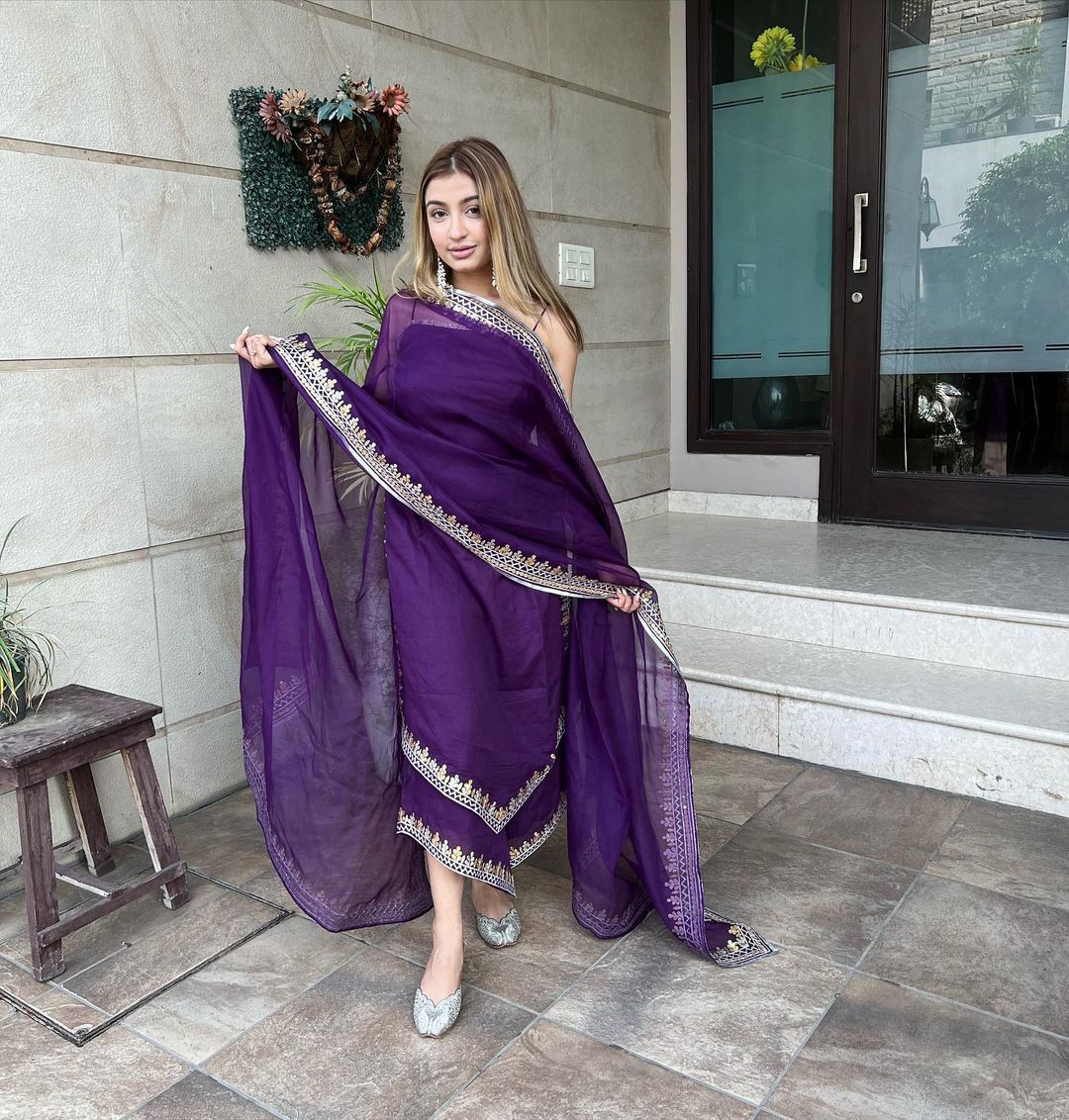 Swanky Purple Palazzo Suit