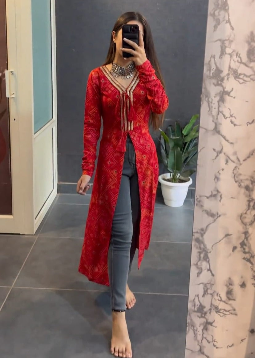 Laal Bandhej Kurti