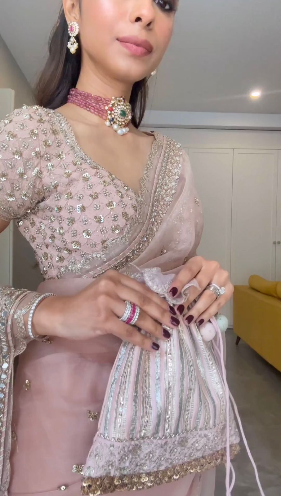 Sugam Swar Elegant Pink Saree
