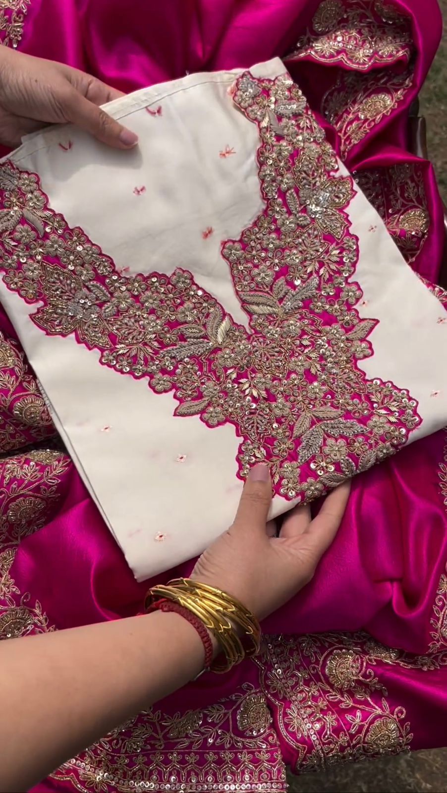 Unstitched Pink Silk Suit
