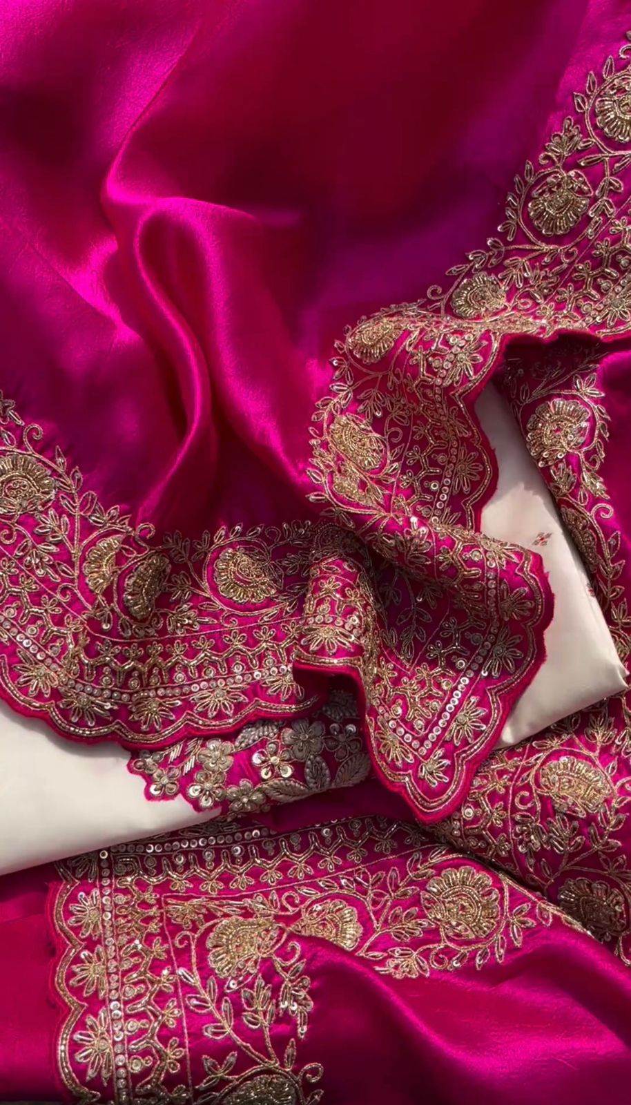Unstitched Pink Silk Suit