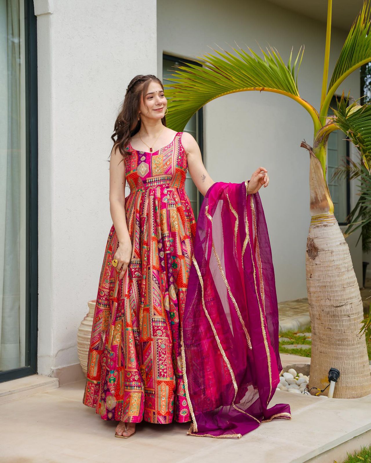 long frock anarkali dress The kurti bazaar Indian Long Style Anarkali Gown Dress Ready To Wear Pakistani Salwar Kameez Suits (US, Alpha, One Size, Regular, Regular, Brown) at Amazon Women's Clothing store