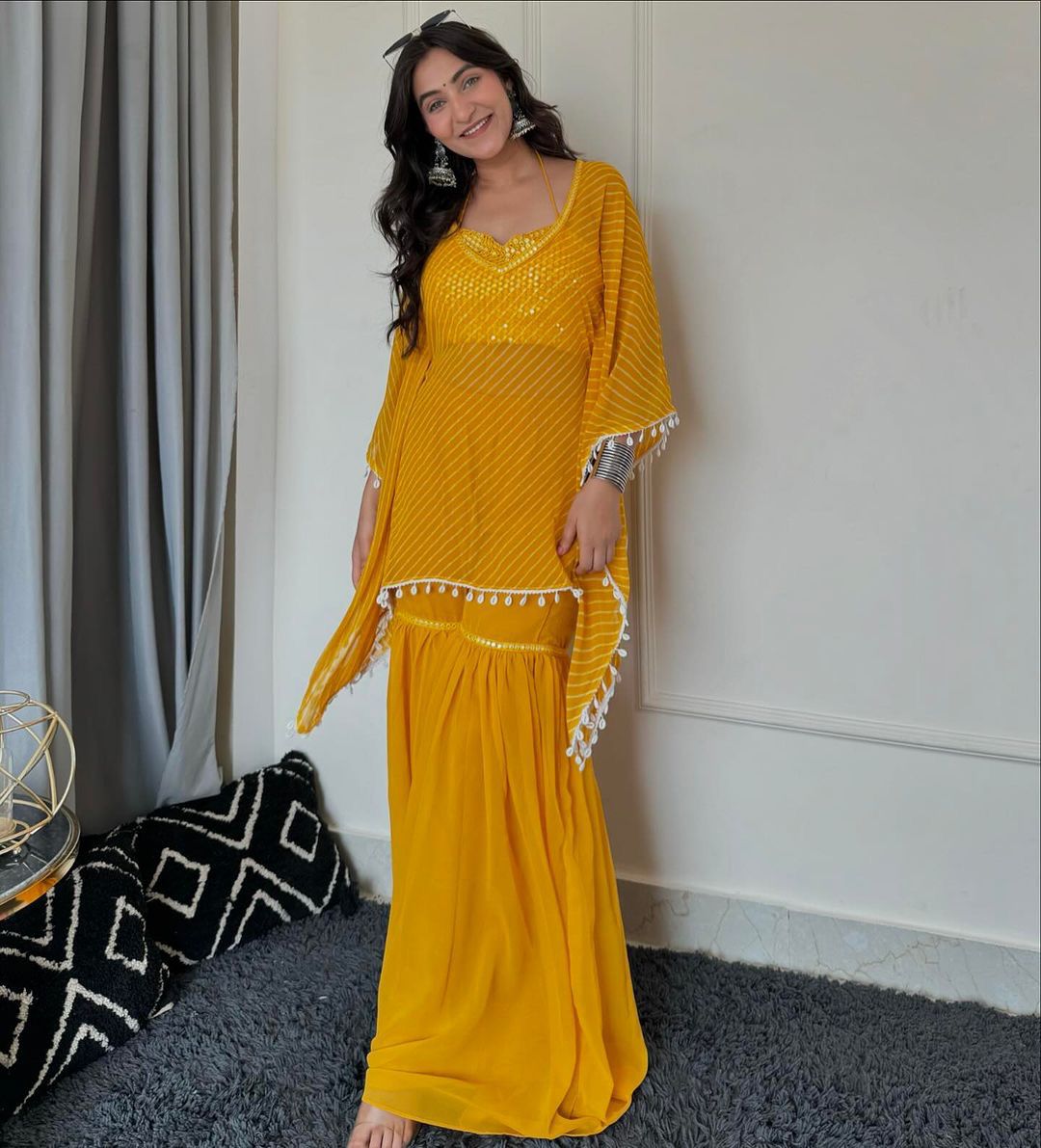 Yellow 3 Piece Kaftan Set