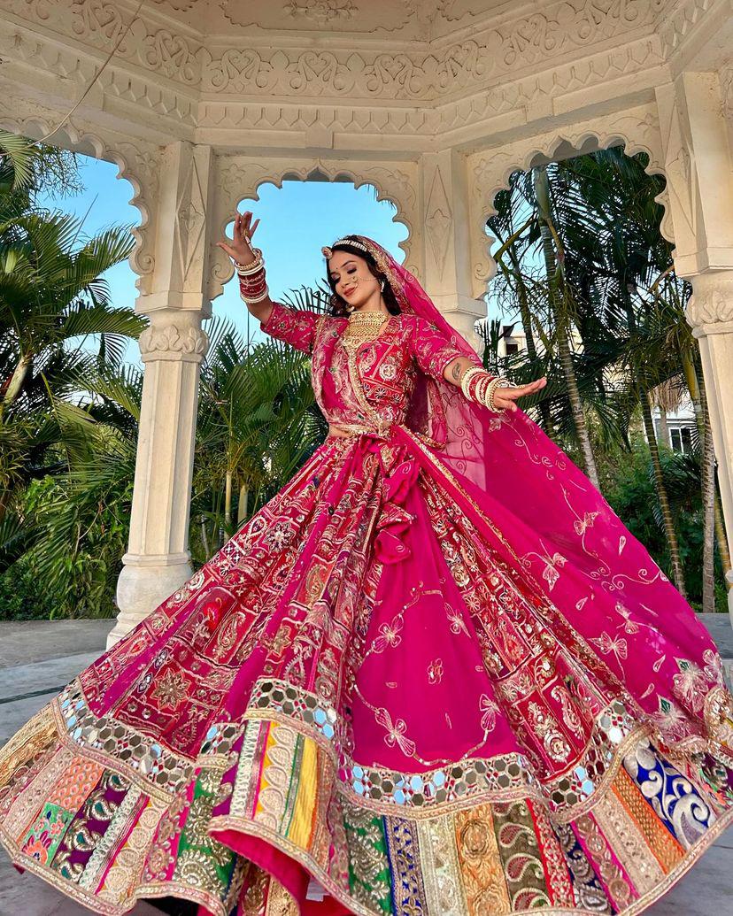 Gulabi Navratri Ghagra Choli
