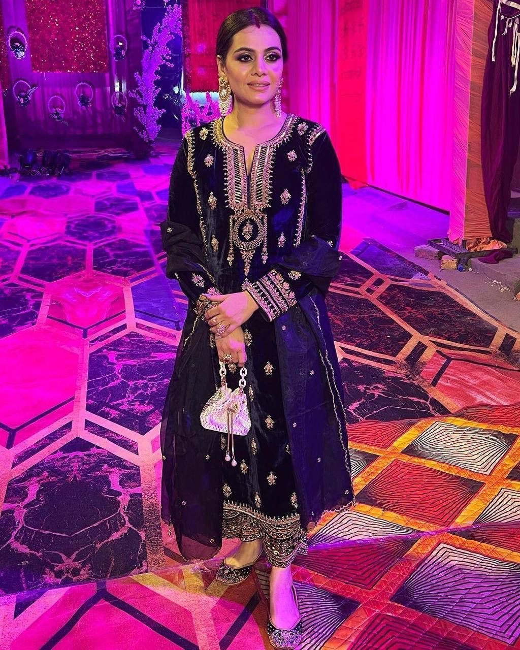 Velvet Luxe Festive Kurti Palazzo Set