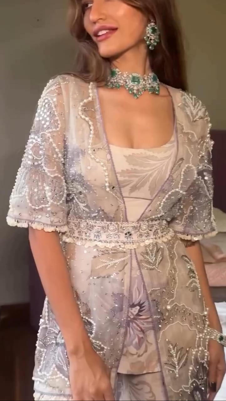 Ada-e-Husn Sharara Set With Jacket & Belt