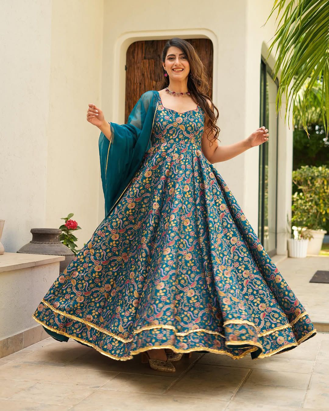 Luxe Anarkali Gown With Dupatta