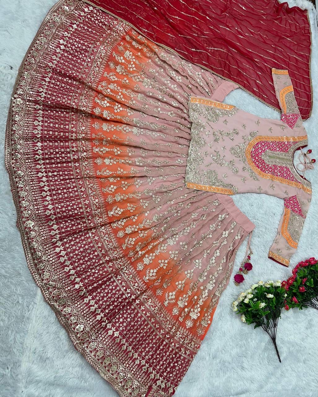 Long Designer Blouse & Royal Lehenga Set