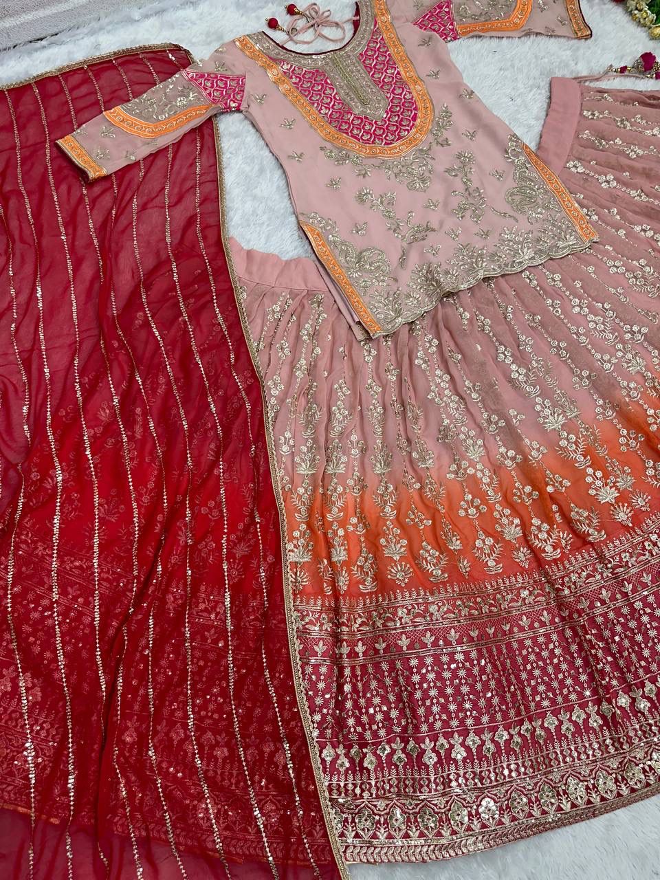 Long Designer Blouse & Royal Lehenga Set