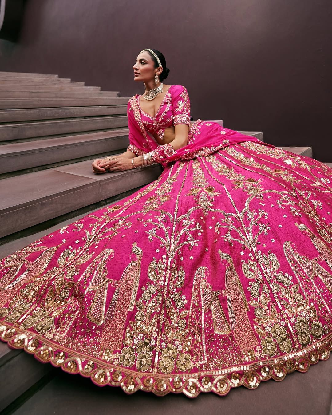 Fairy Tale Pink Bride Lehenga Choli - Main Image