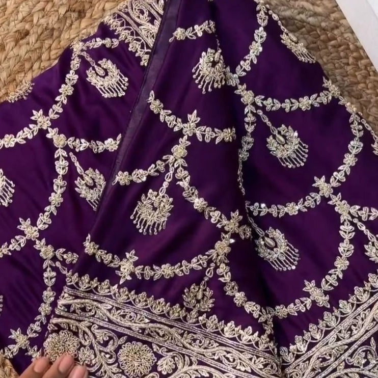 Purple & Yellow Melody Sequence Saree