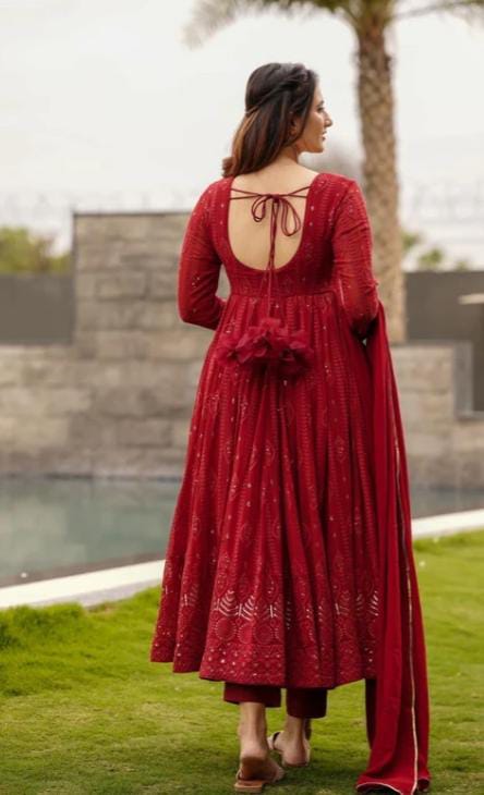 Lush Red Spark Anarkali Set