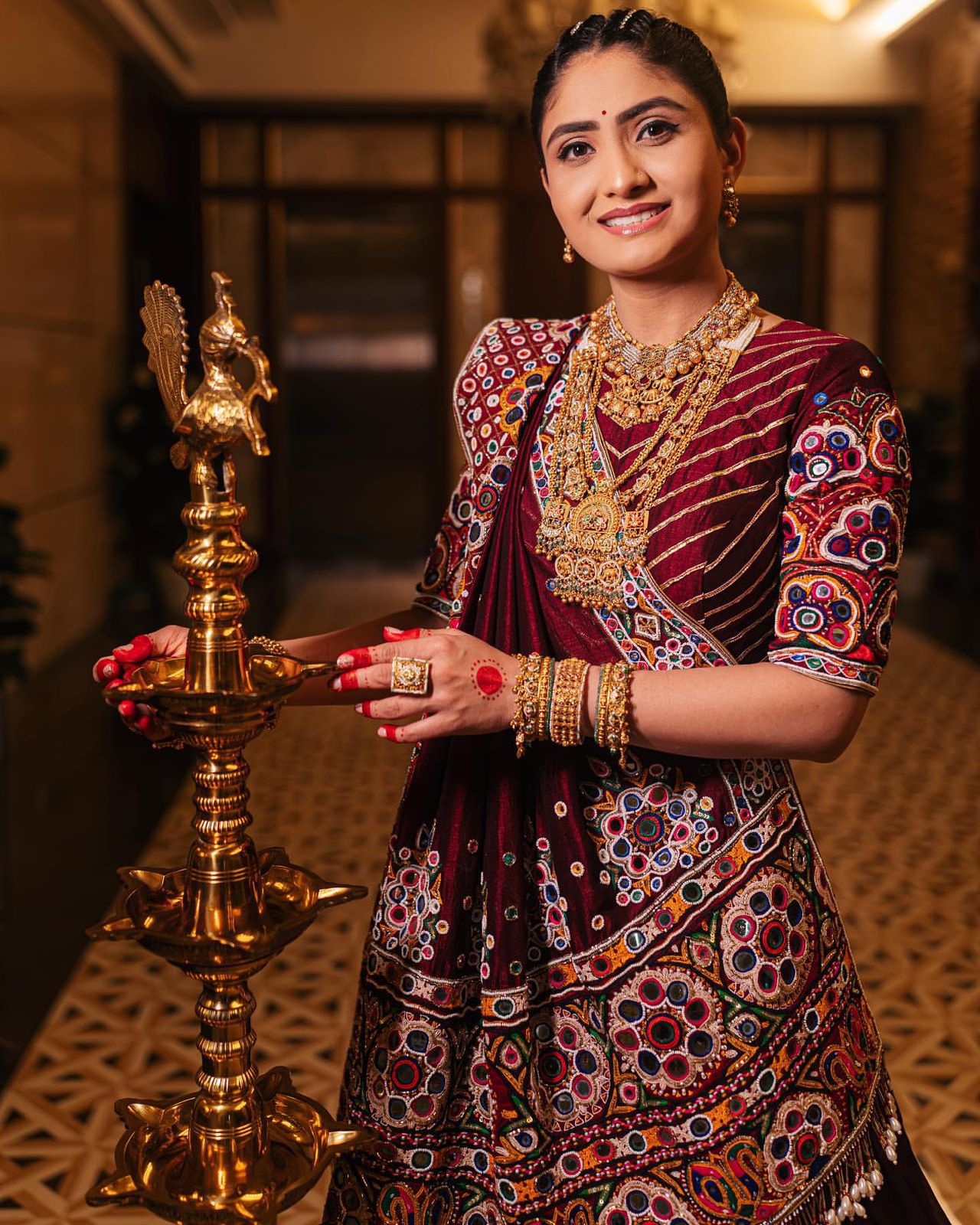 Ajrakh Aura Navratri Lehenga Choli
