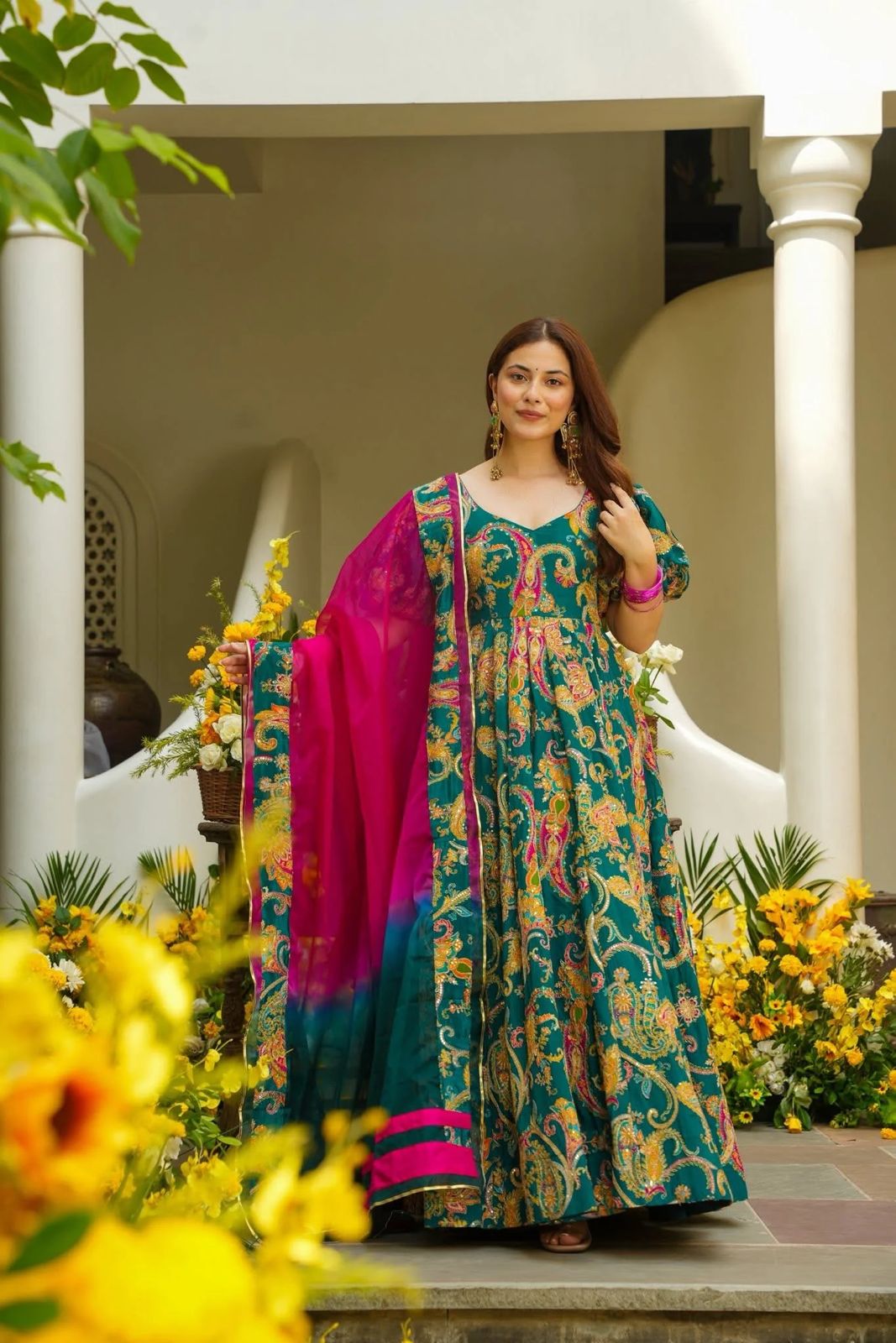 Blossom Belle Gown With Dupatta