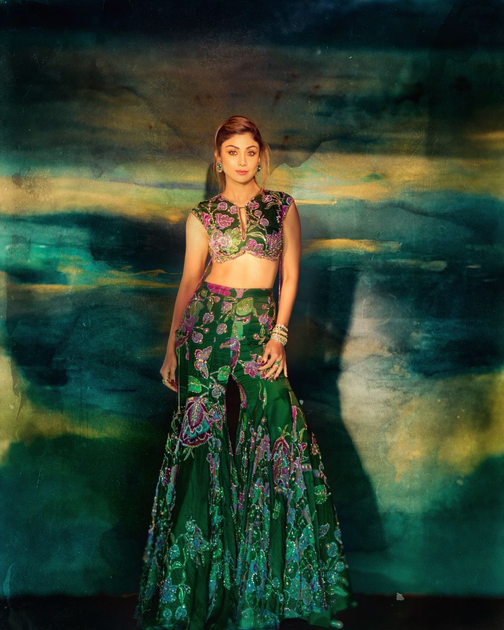 Shilpa Shetty Inspired Floral Indo Western Set