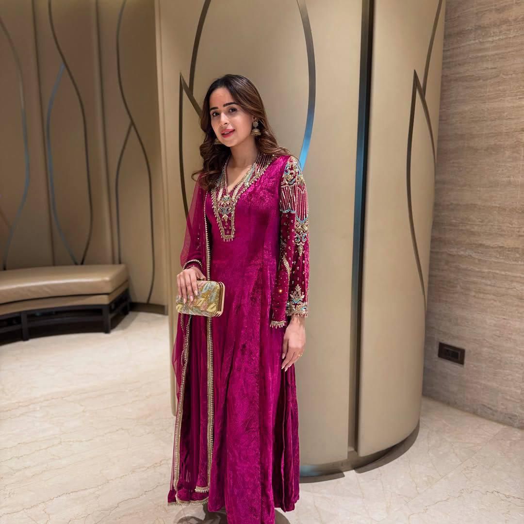 Meher Wine Velvet Salwar Suit