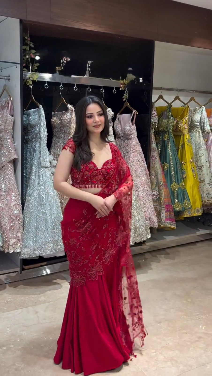 Scarlet Charm Ruby Ready To Wear Lehenga Saree