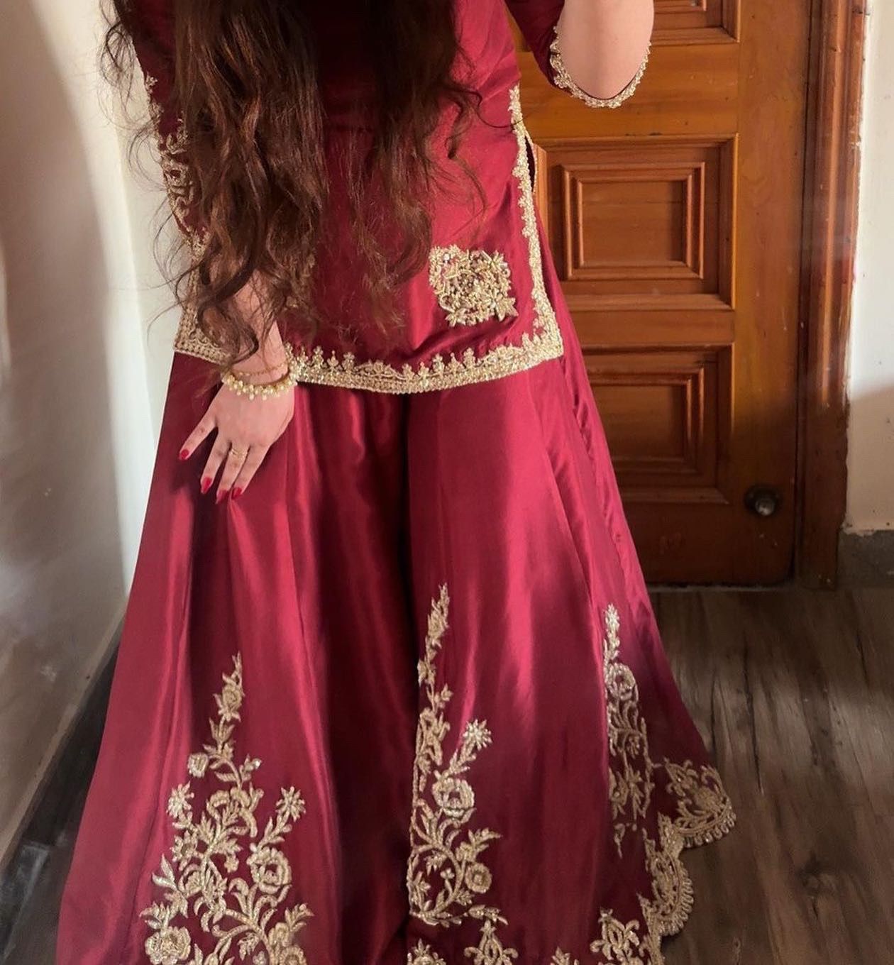 Maroon Elegance Dainty Sharara Set