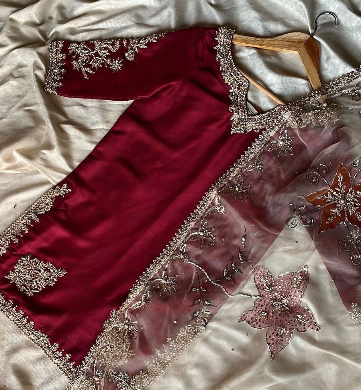 Maroon Elegance Dainty Sharara Set