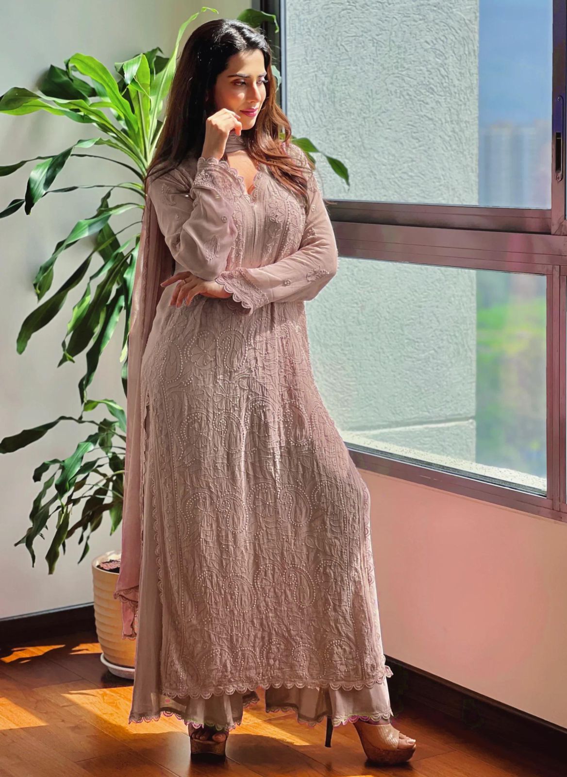 Beautiful Cotton Thread Embroidered Suit