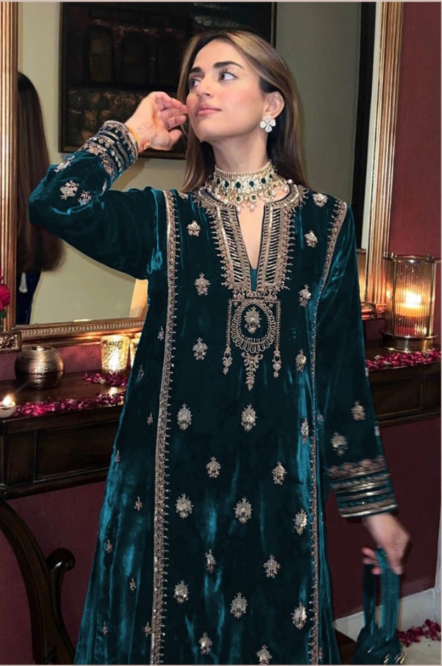 Velvet Luxe Festive Kurti Palazzo Set