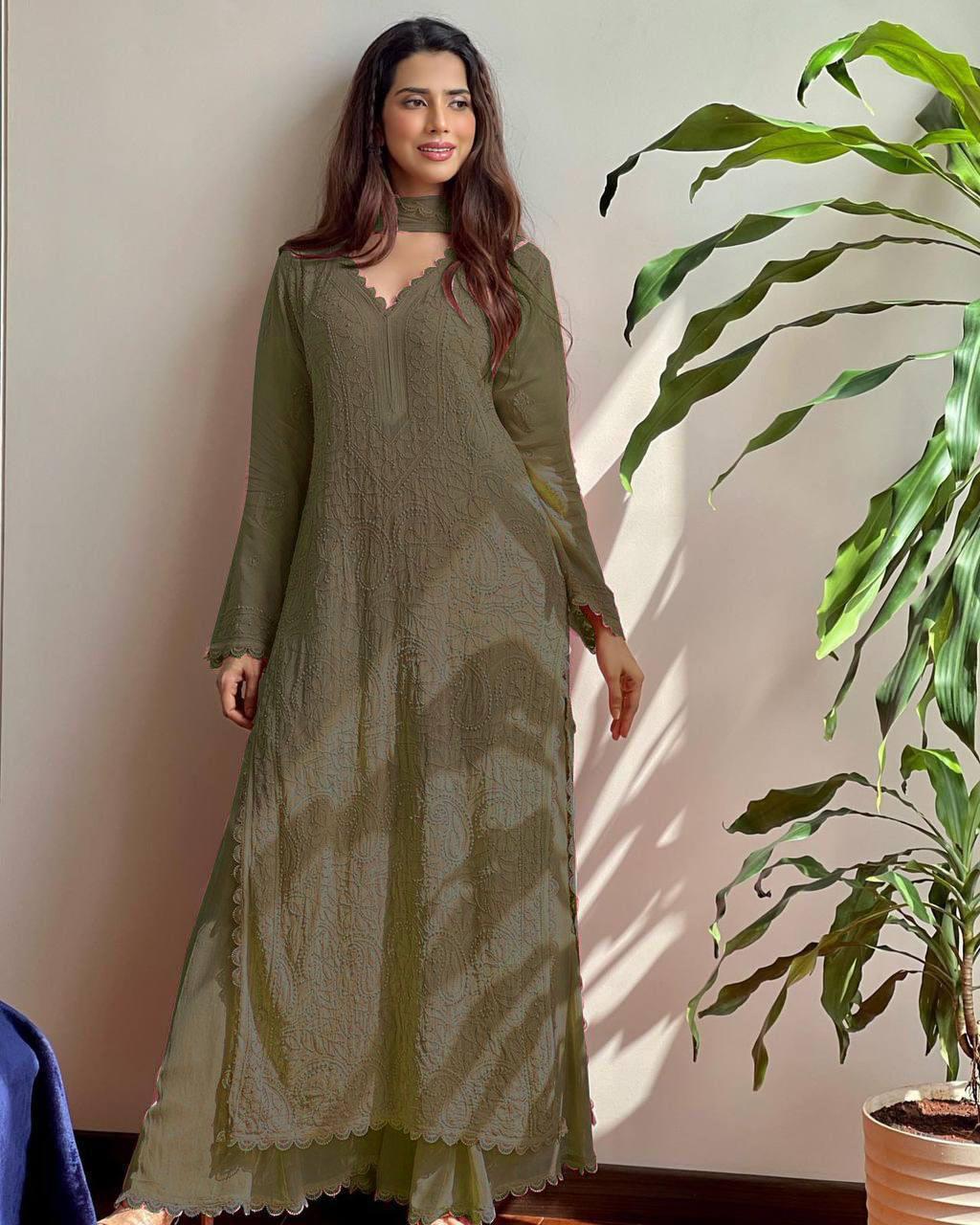 Beautiful Cotton Thread Embroidered Suit