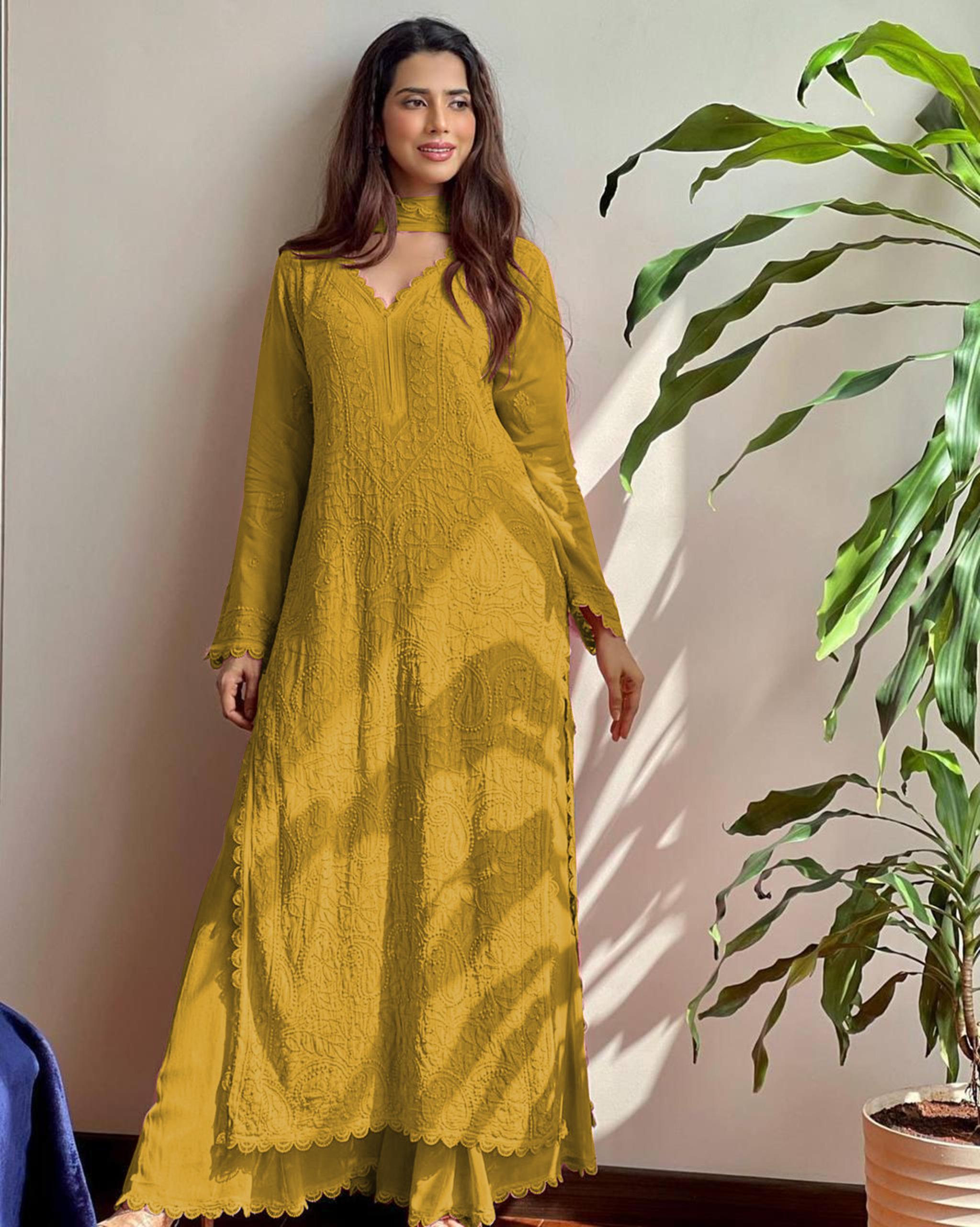 Beautiful Cotton Thread Embroidered Suit