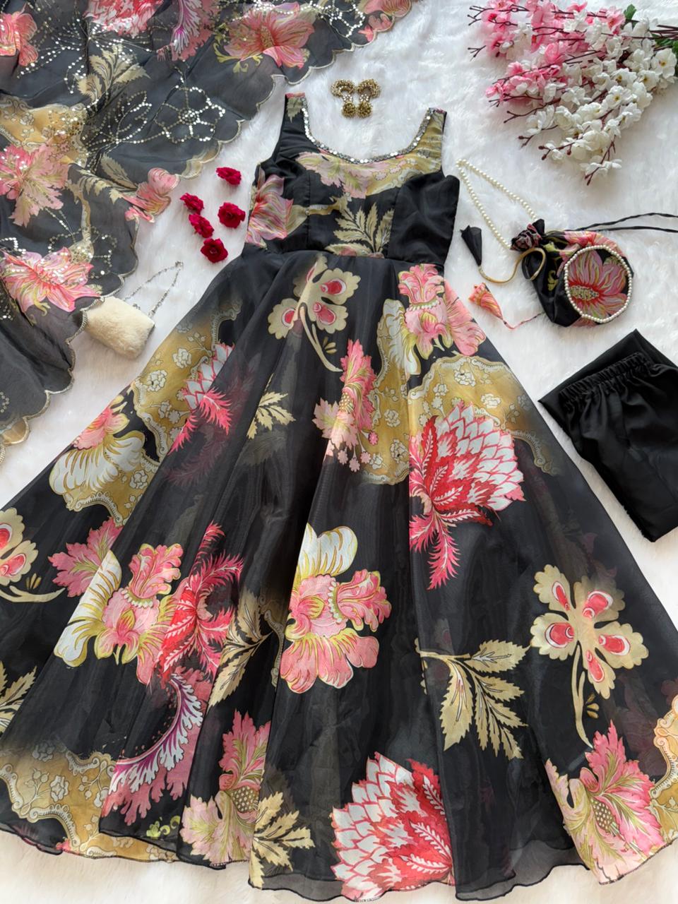 Shahi Silsila Salwar Suit (With Batwa Bag)