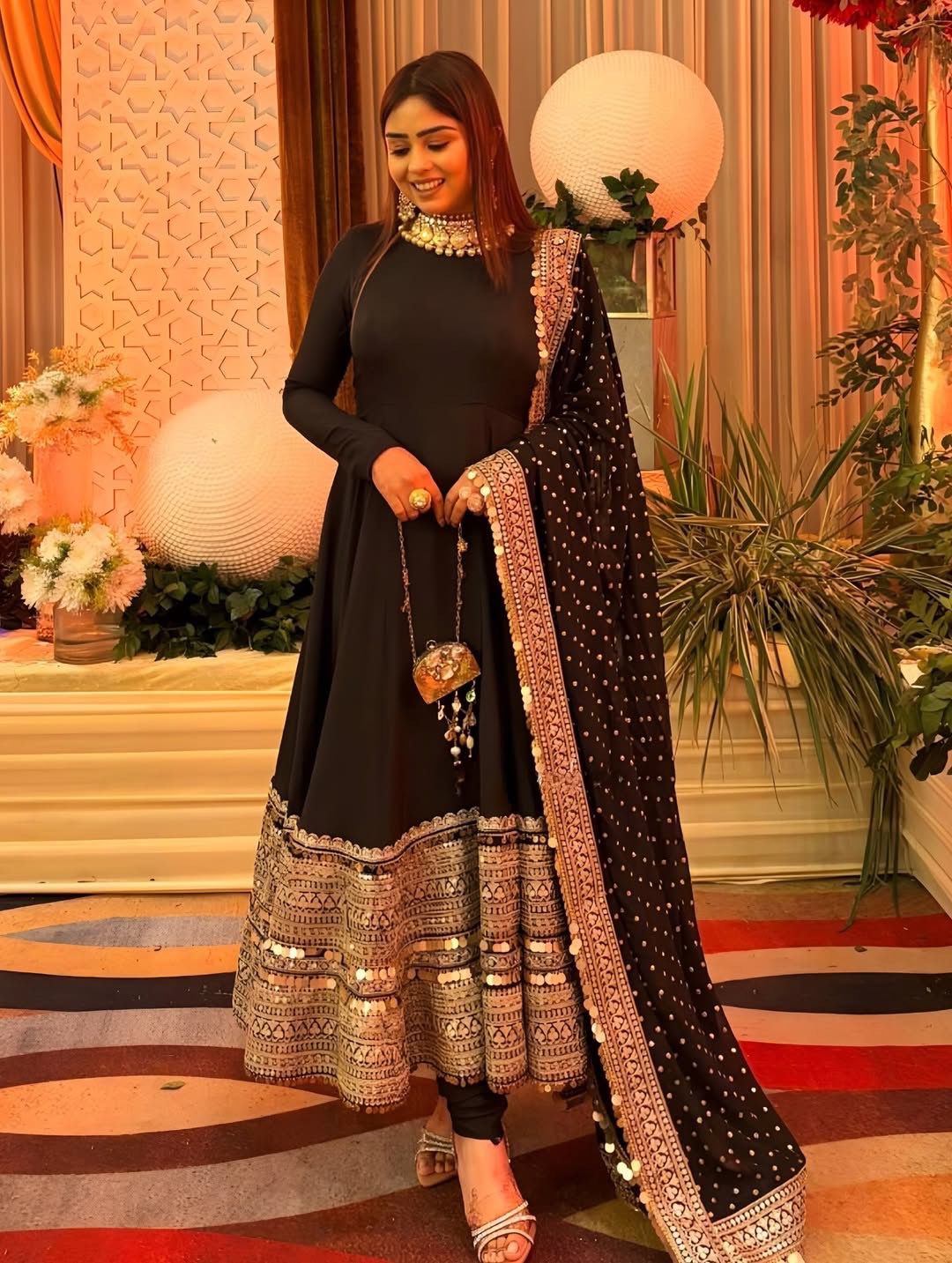black dress with golden dupatta Mayamiko main image 1
