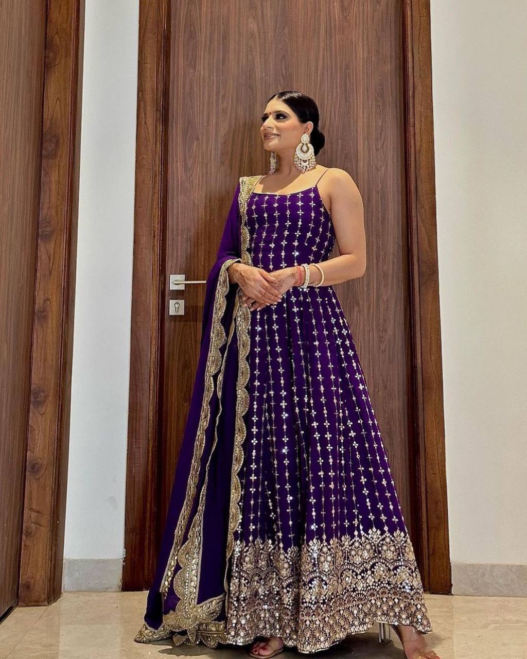 Heavy Singlet Purple Wedding Gown With Dupatta