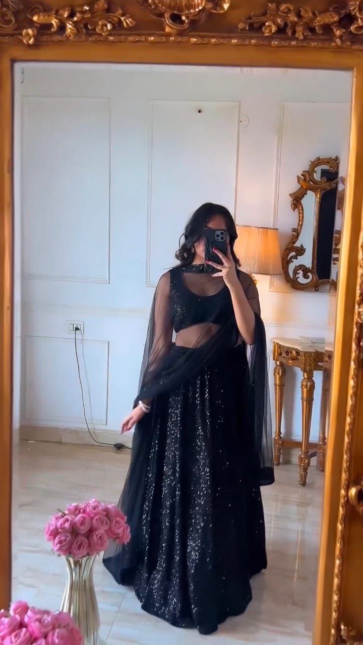 Shimmery Black Lehenga