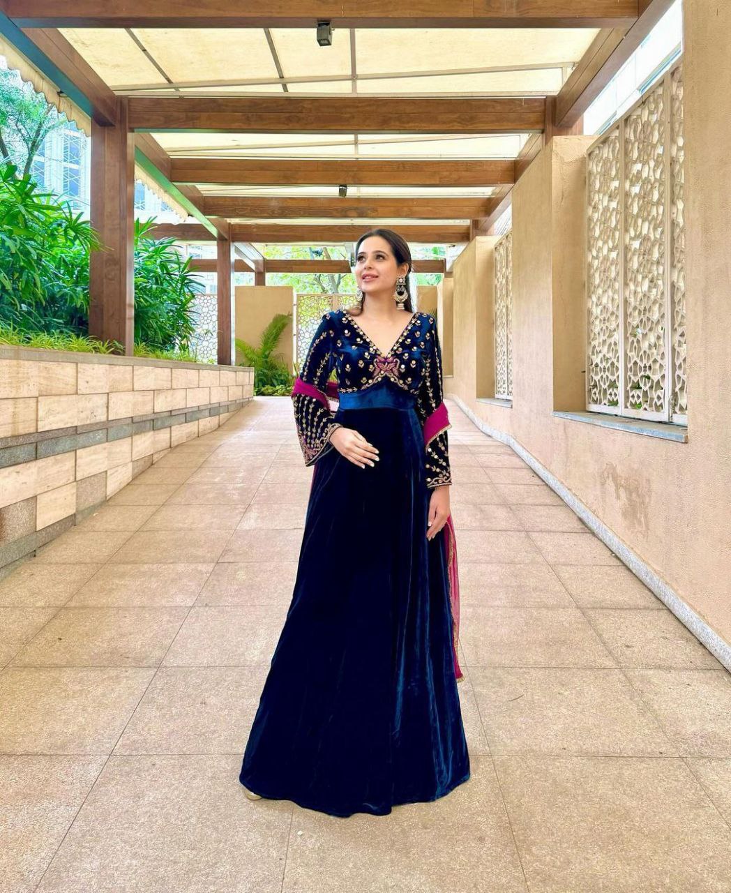 Gracious Blue Gown With Dupatta